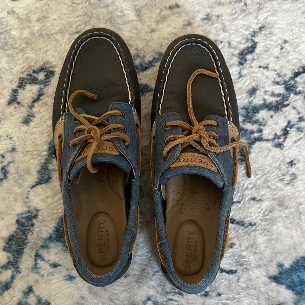 Sperry Two-Tone Blue and Brown Leather Boat Shoes